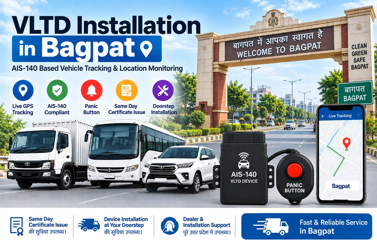 AIS-140 VLTD installation aur GPS vehicle tracking service in Baghpat, RTO UP-17