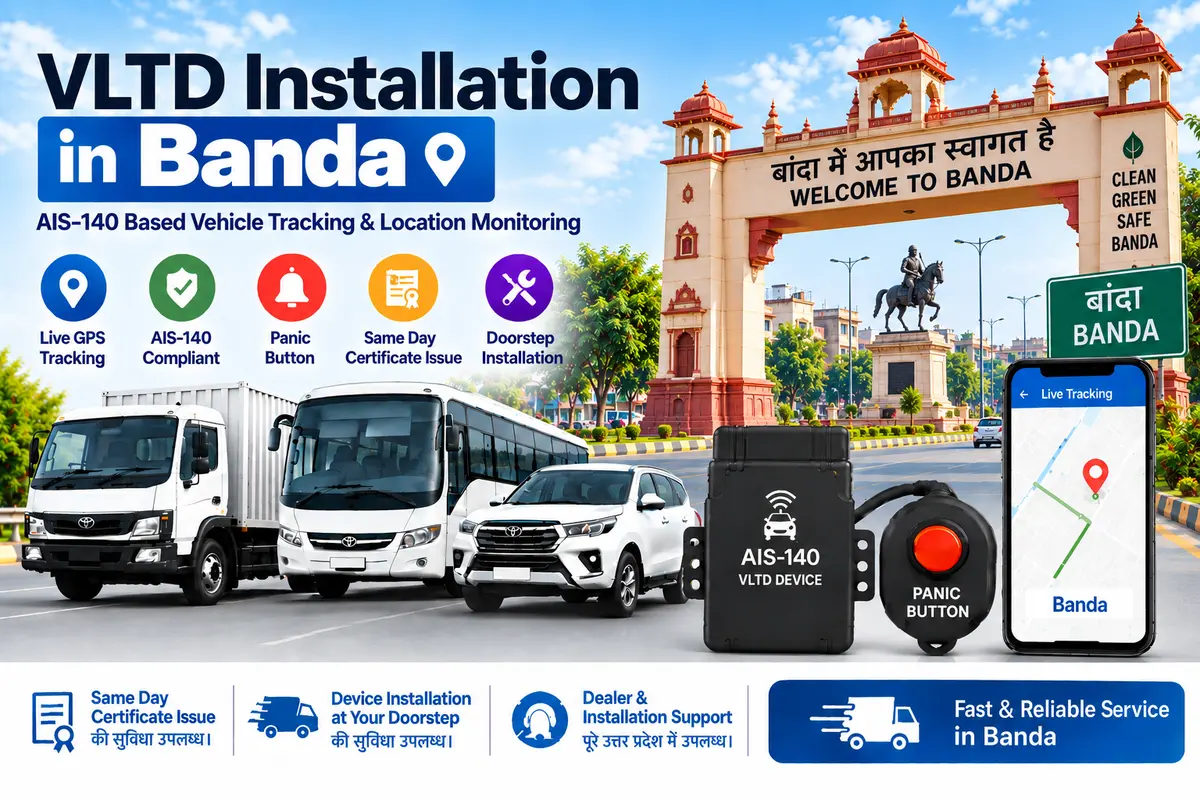 AIS-140 VLTD installation aur GPS vehicle tracking service in Banda, RTO UP-90