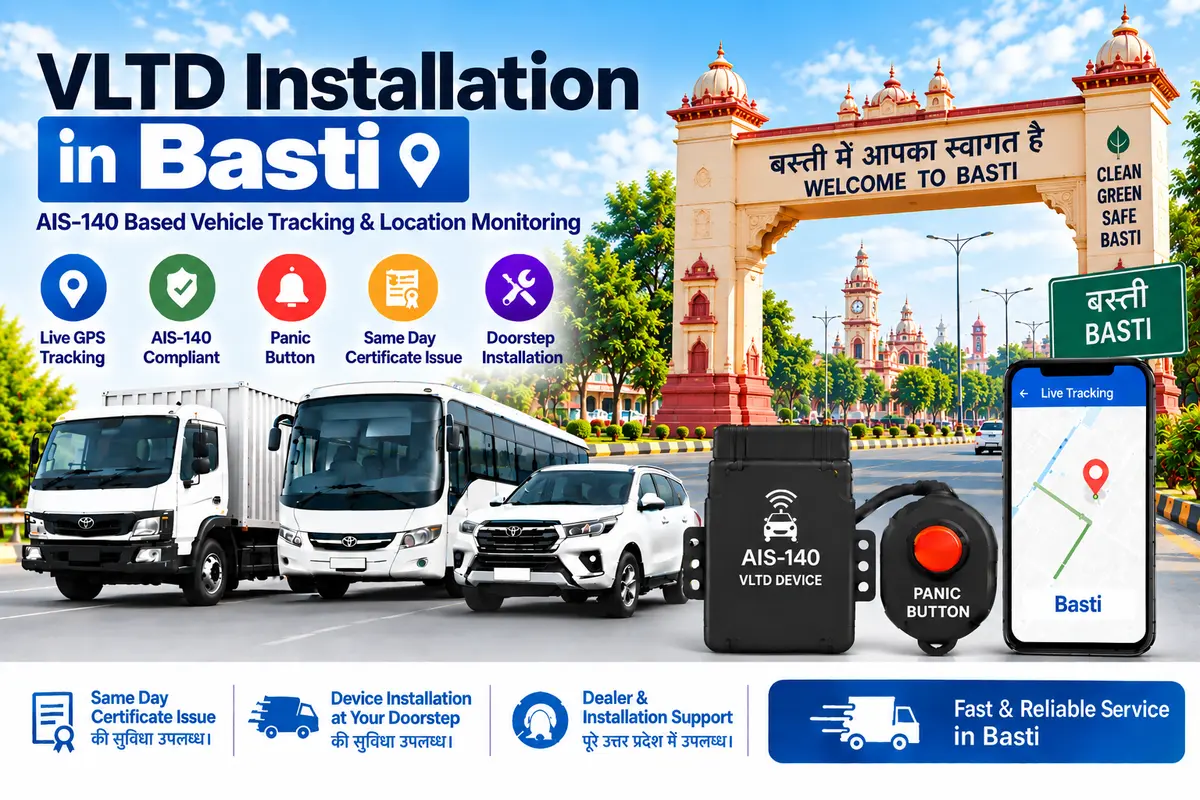 AIS-140 VLTD installation aur GPS vehicle tracking service in Basti, RTO UP-51