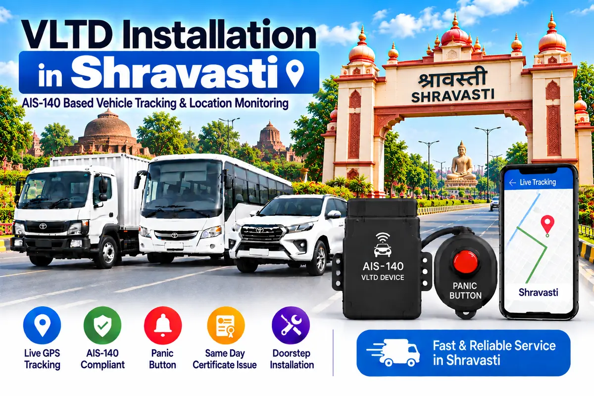 AIS-140 VLTD installation aur GPS vehicle tracking service in Shravasti, RTO UP-46