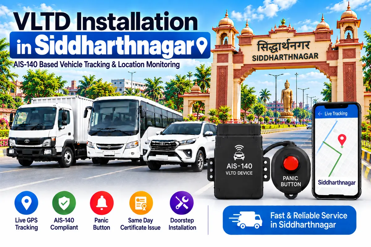 AIS-140 VLTD installation aur GPS vehicle tracking service in Siddharthnagar, RTO UP-55