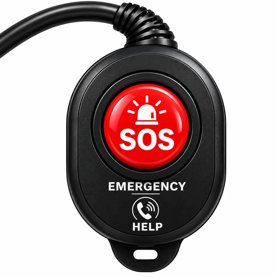 Emergency SOS panic button device jo VLTD ke saath vehicle mein install kiya jaata hai